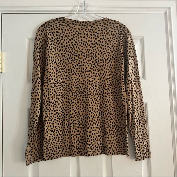 J Crew Cheetah Teddie Sweater AZ889 NWT Tan Black 2023 Size XS Animal Print - Picture 7 of 14